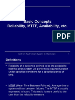 Basic Concepts Reliability, MTTF, Availability, Etc.: Cpre 545: Fault Tolerant Systems (G. Manimaran) 1