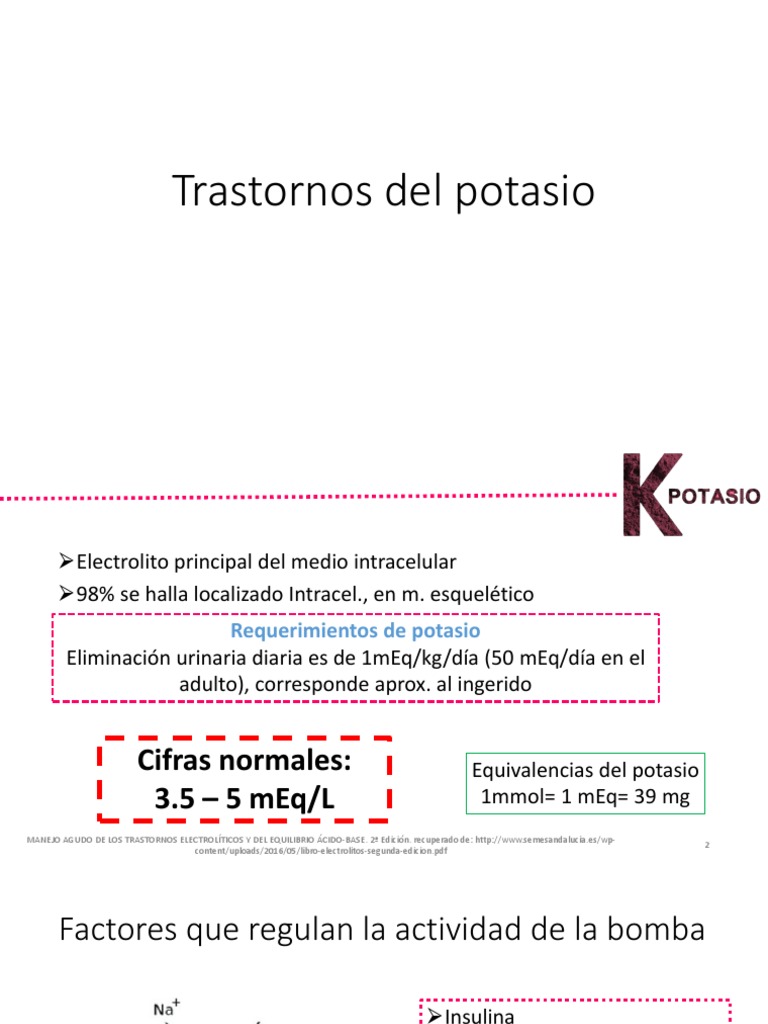 Trastornos del Potasio: Causas y Manejo | PDF | Potasio | Dieta y nutrición