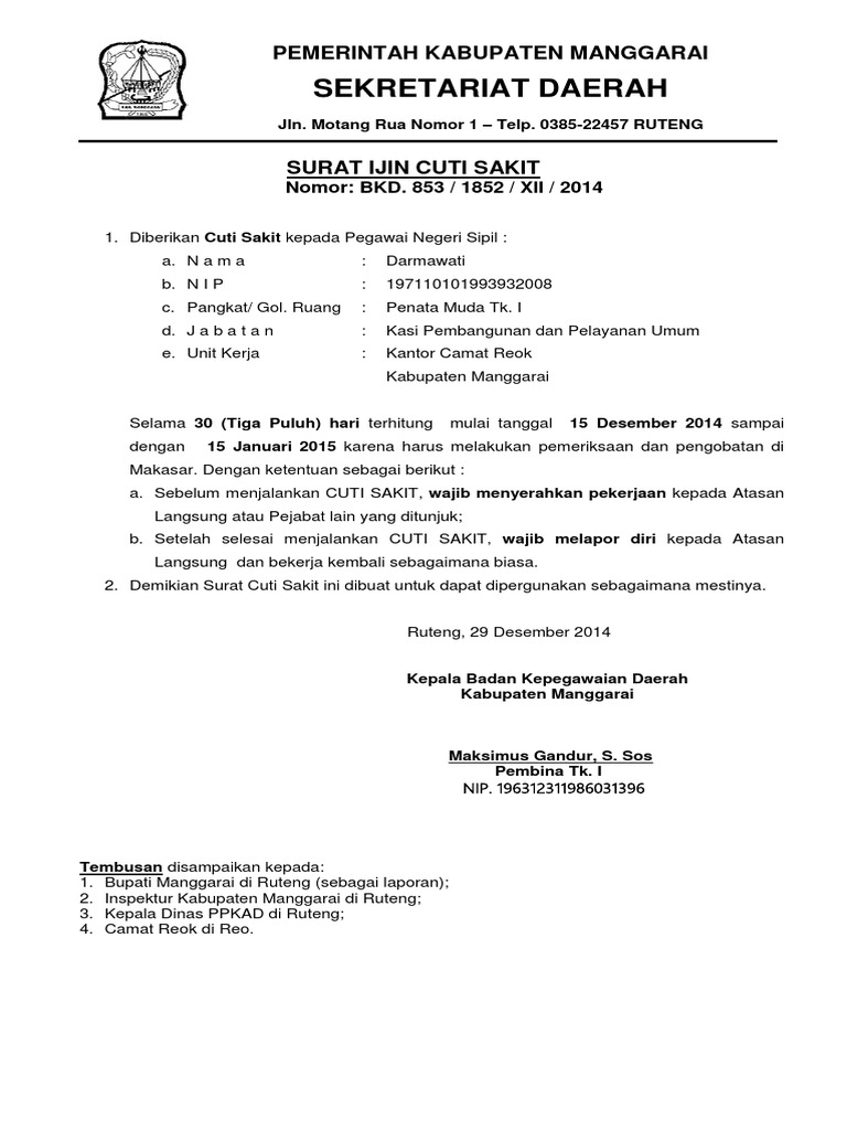 Surat Ijin Cuti Sakit