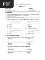 Quiz 1 (CLO-1) : Fall 2017 CS-111 Computer Fundamentals