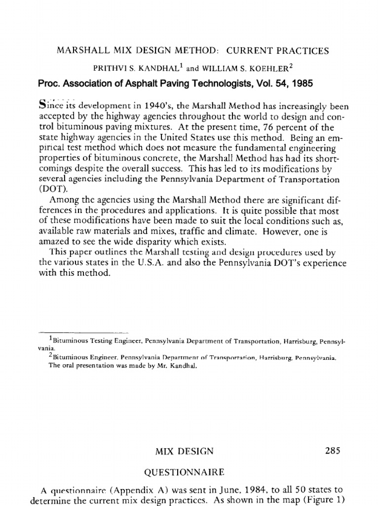 Marshall Mix Design Current Practices PDF Building Engineering