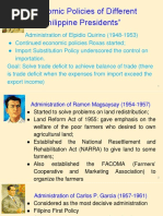 Economic Policies of Different Philippine Presidents