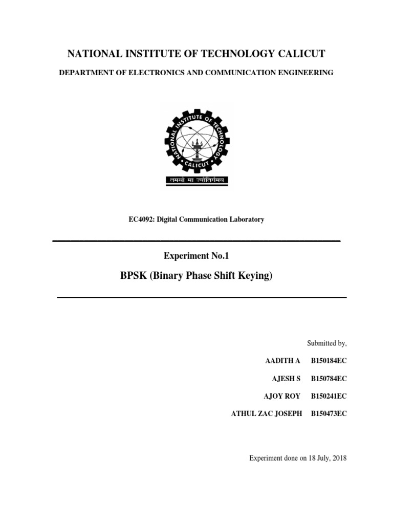 National Institute of Technology Calicut Department of Electronics and