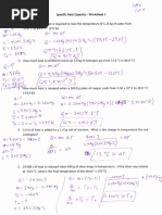 Specific Heat Capacity - Worksheet (Key)