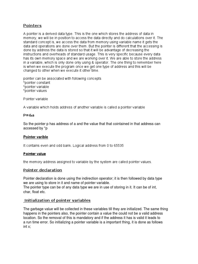 Understanding Pointers in Programming | PDF | Pointer (Computer ...