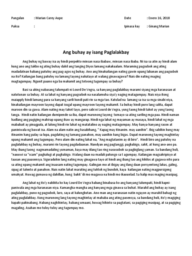 Sanaysay Tungkol Sa Paglalakbay