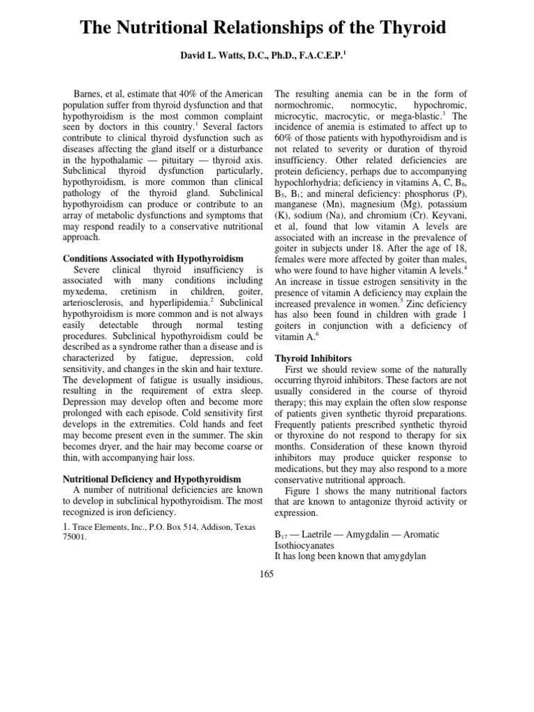 Nutritional Factors in Thyroid Health | PDF | Hypothyroidism | Thyroid ...