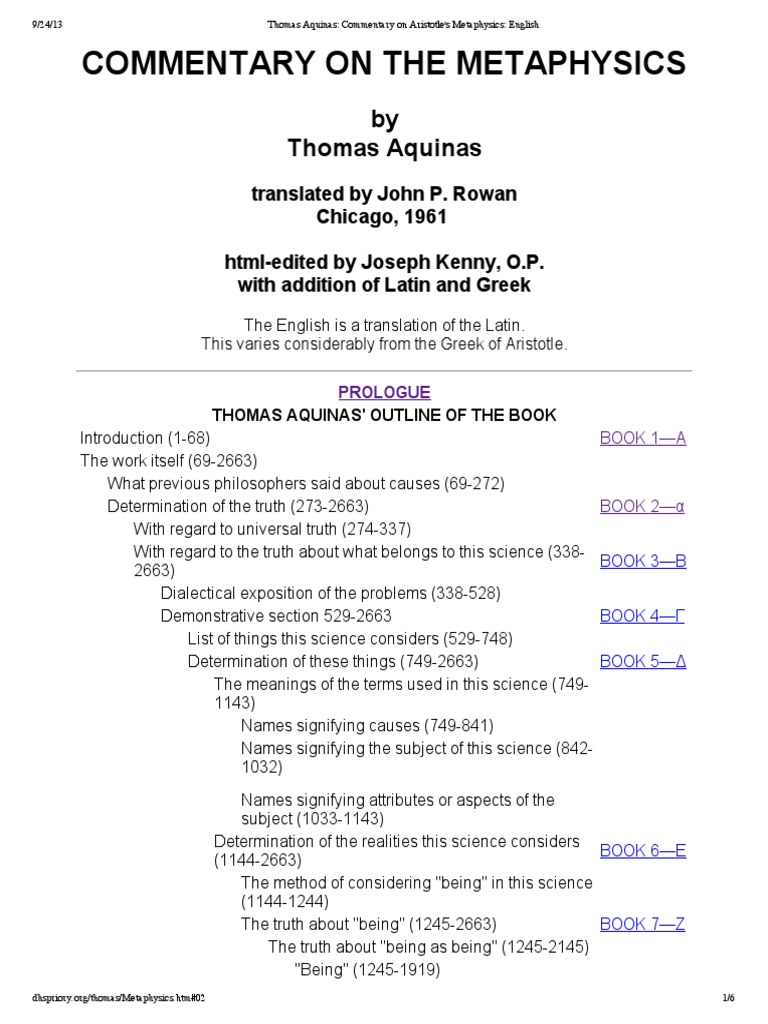 Aquinas Commentary On Aristotle S Metaphysics 00 Pdf Thomas