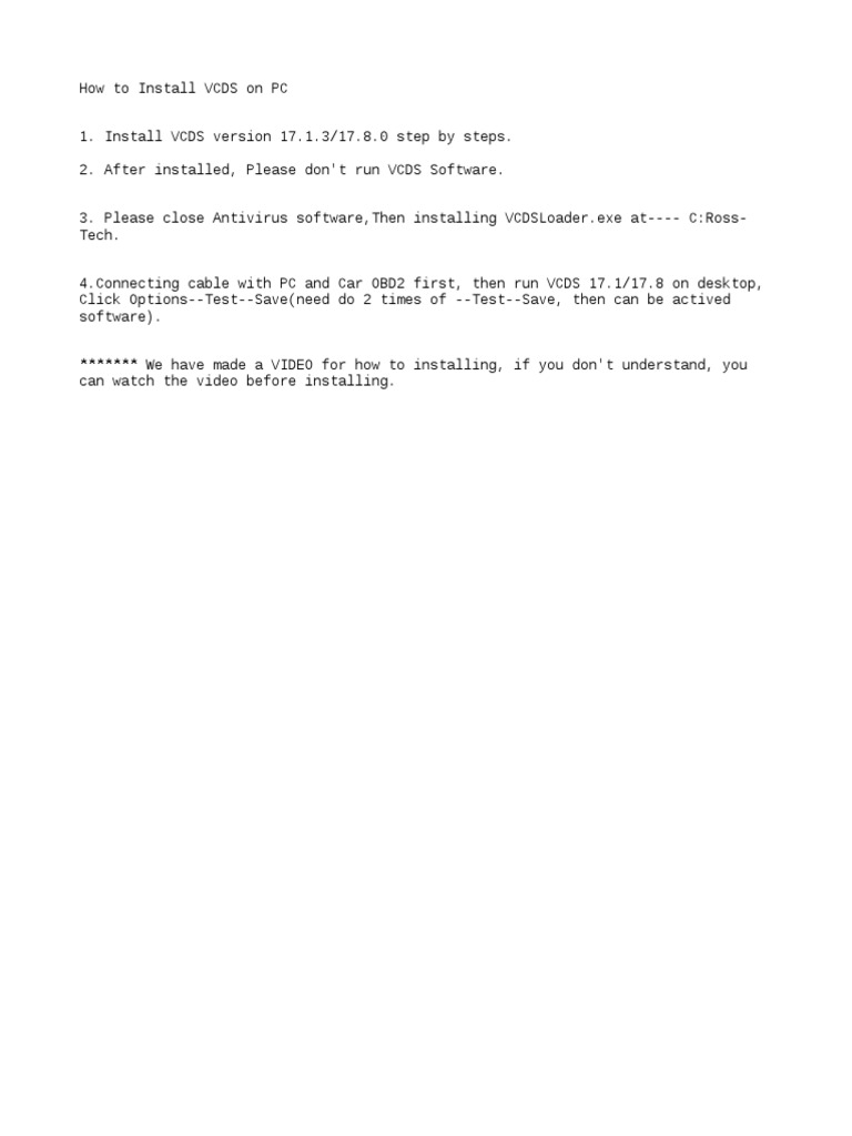 VCDS Installation Guide for PC | PDF