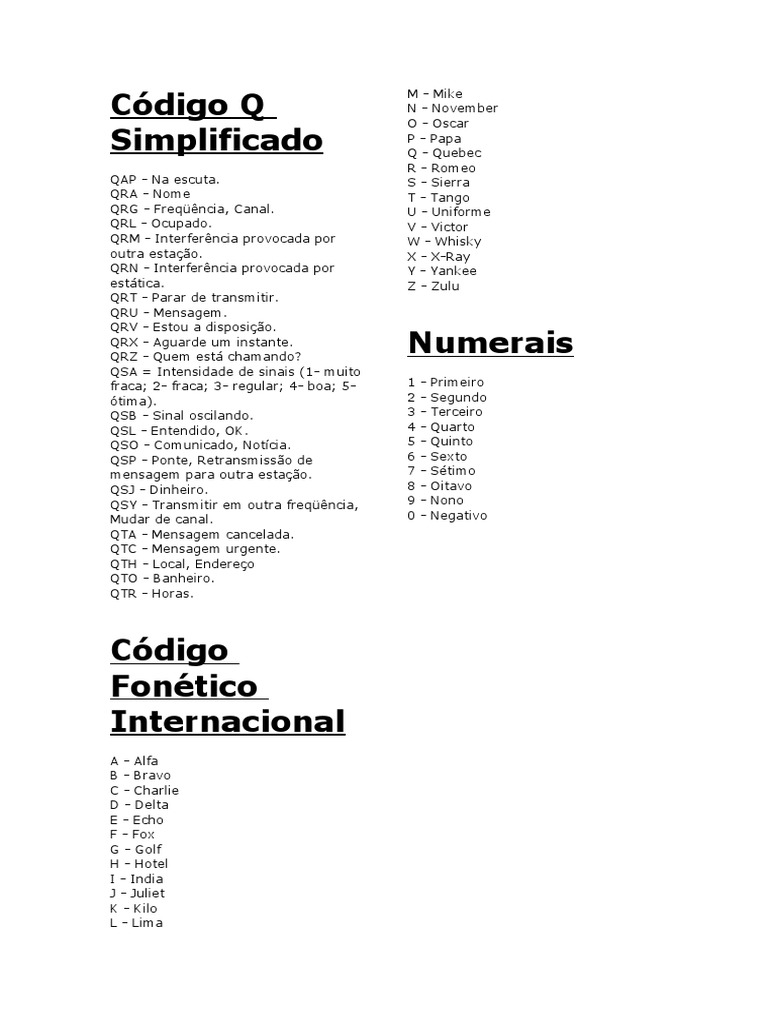Código Q Simplificado e Atualizado | PDF