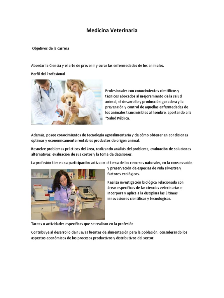Objetivos y Perfil de Medicina Veterinaria | PDF | Biología | Patología