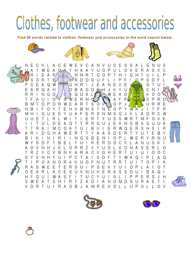 Clothing and Accessories Word Search | PDF