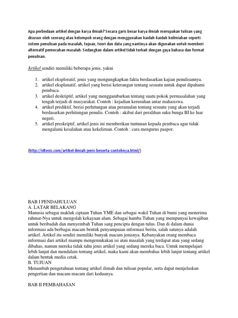 Contoh artikel Contoh Artikel Eksploratif