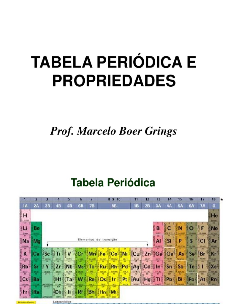 Tabela Periódica e Propriedades | PDF | Tabela periódica | Física Atômica
