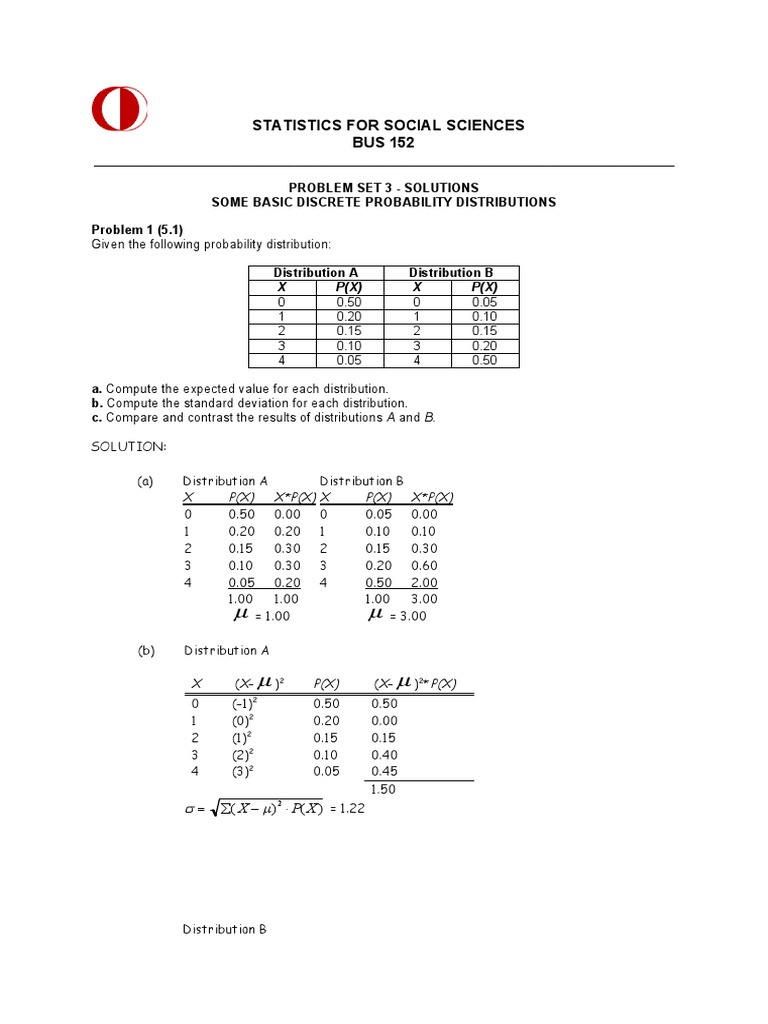 Discrete Probability Distribution Solutions | PDF | Probability ...
