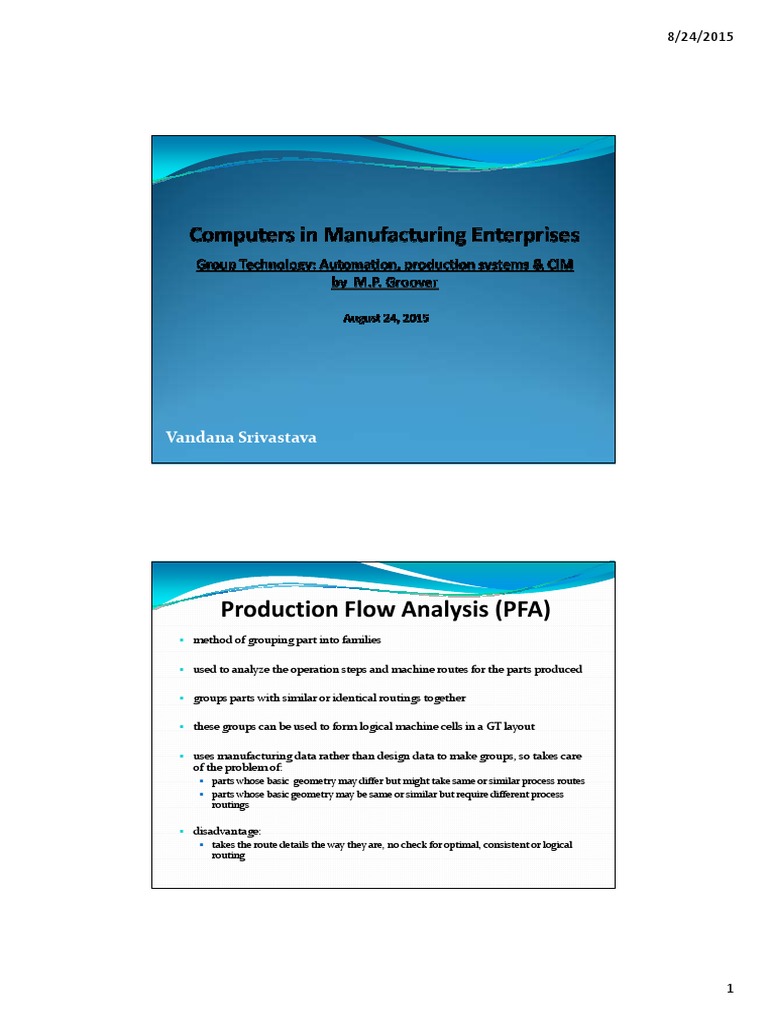 Production Flow Analysis (PFA) : Vandana Srivastava | PDF | Machines ...