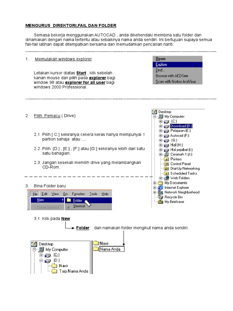 Panduan Pengurusan Folder AutoCAD | PDF | Komputer | Teknologi & Rekayasa