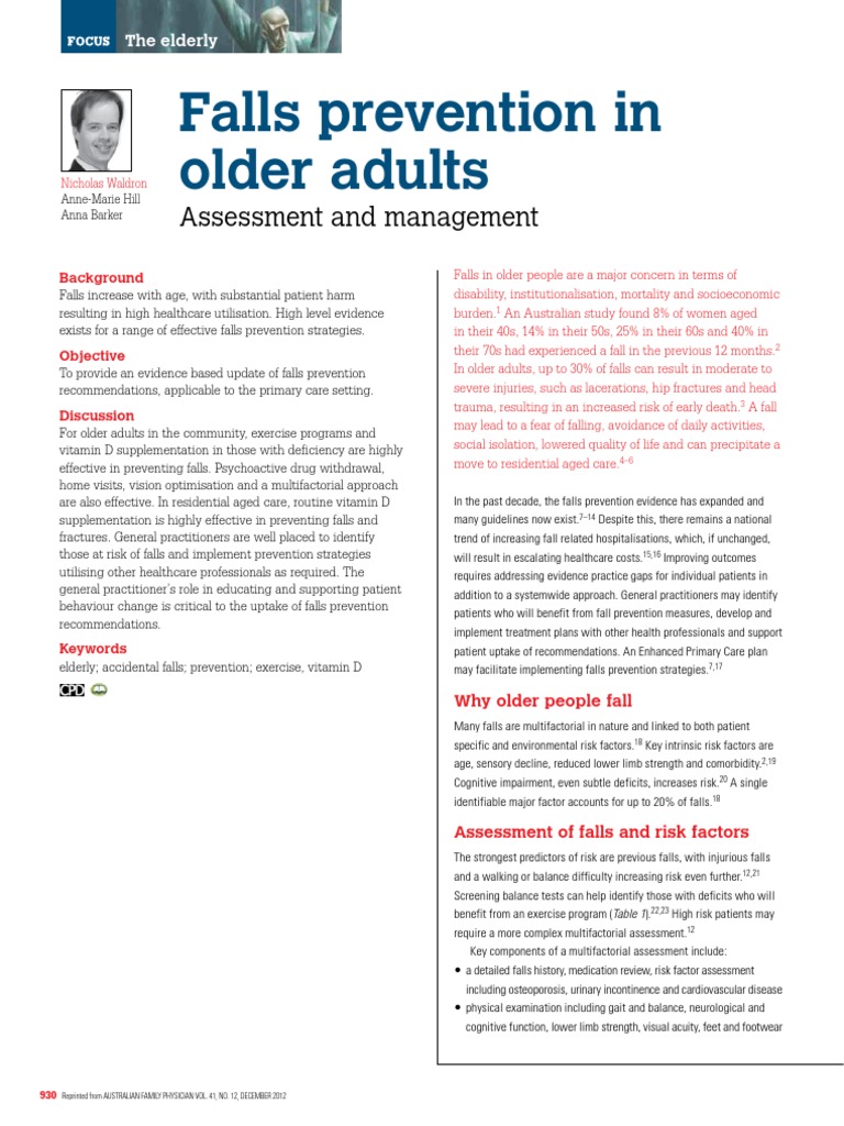 Falls Prevention in Older Adults: Assessment and Management | PDF ...