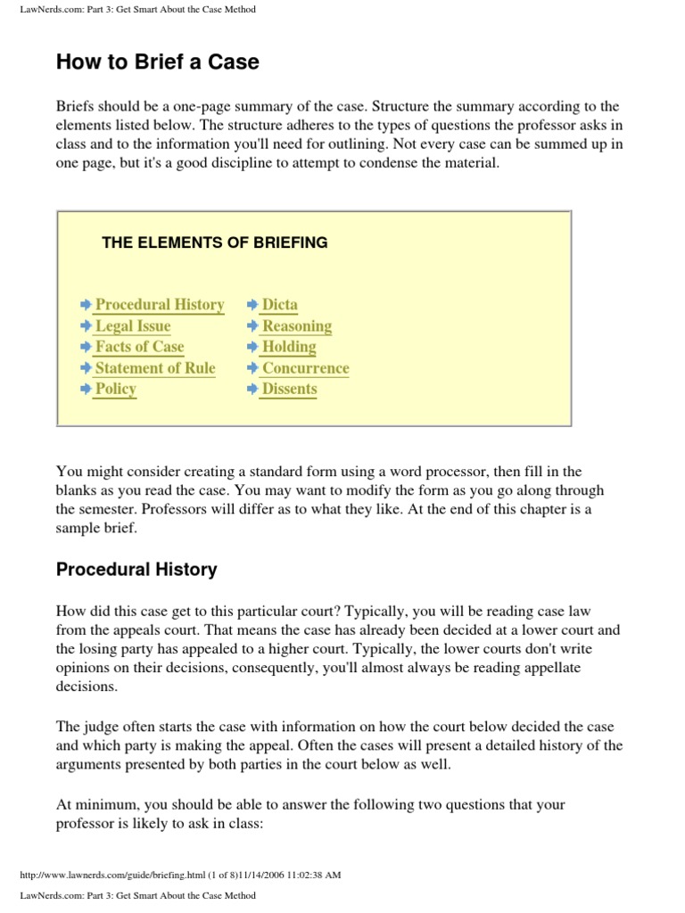 How to brief a case Brief (Law) Precedent