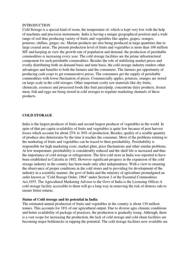 Cold Storage | Download Free PDF | Refrigeration | Vegetables