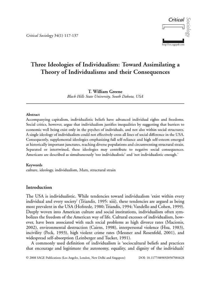 Three Ideologies of Individualism PDF | PDF | Individualism | Ideologies