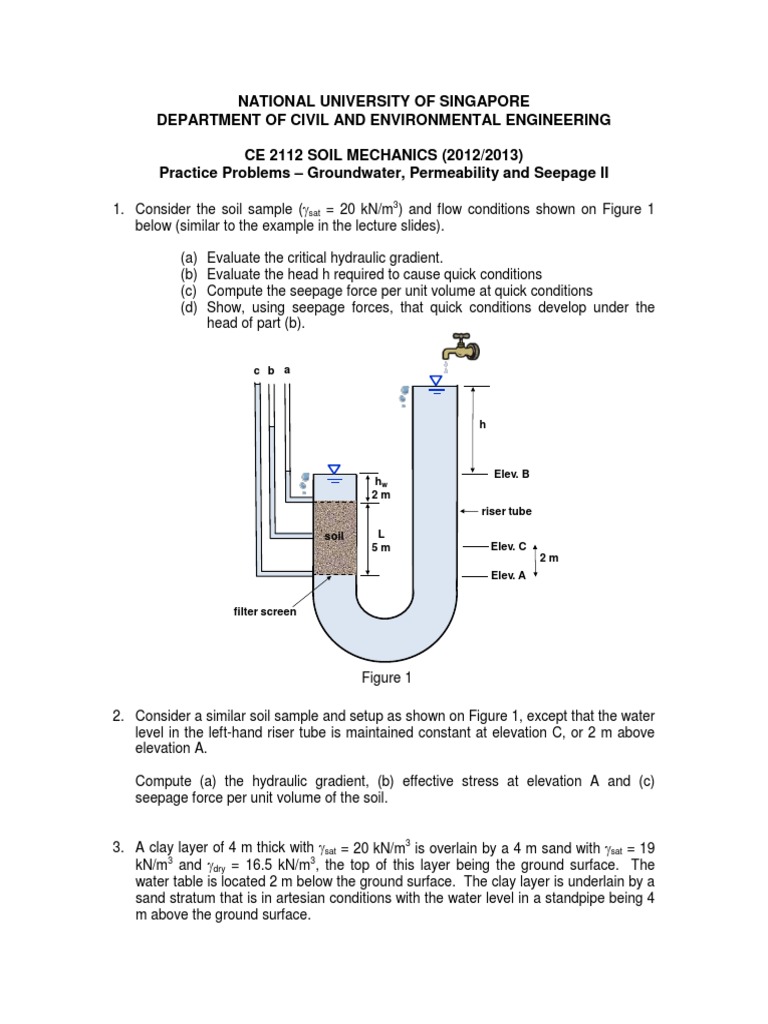 Practice Problems Groundwater Permeability And Seepage Part 2 Soil Mechanics Civil Engineering