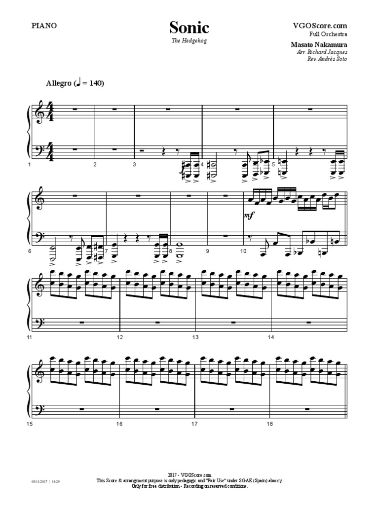 Sonic The Hedgehog - PIANO | PDF