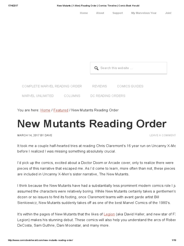 New Mutants X Men Reading Order Comics Timeline Comic Book Herald