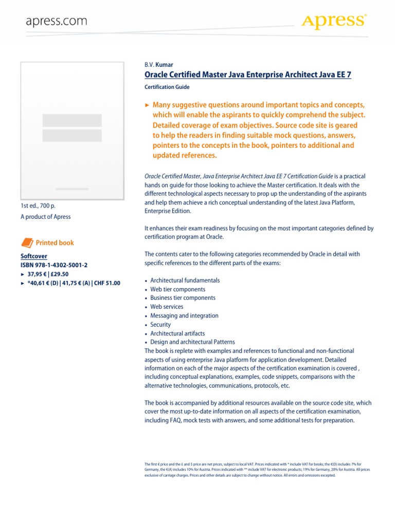 Oracle Certified Master Java Enterprise Architect Java EE 7: Printed ...