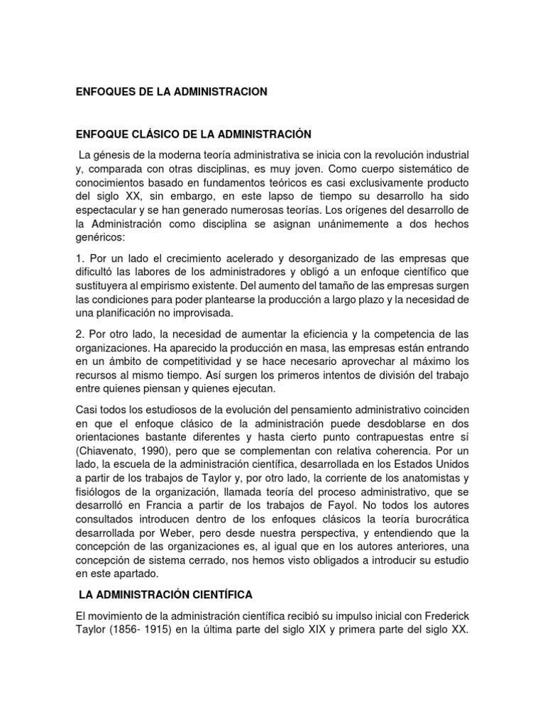 Enfoques de La Administracion | PDF | Science | Planificación