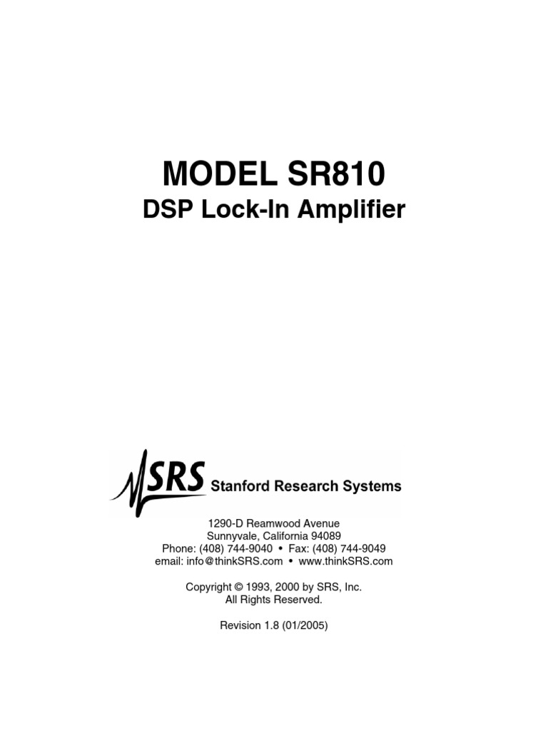 Model Sr810: DSP Lock-In Amplifier | PDF | Amplitude | Phase (Waves)