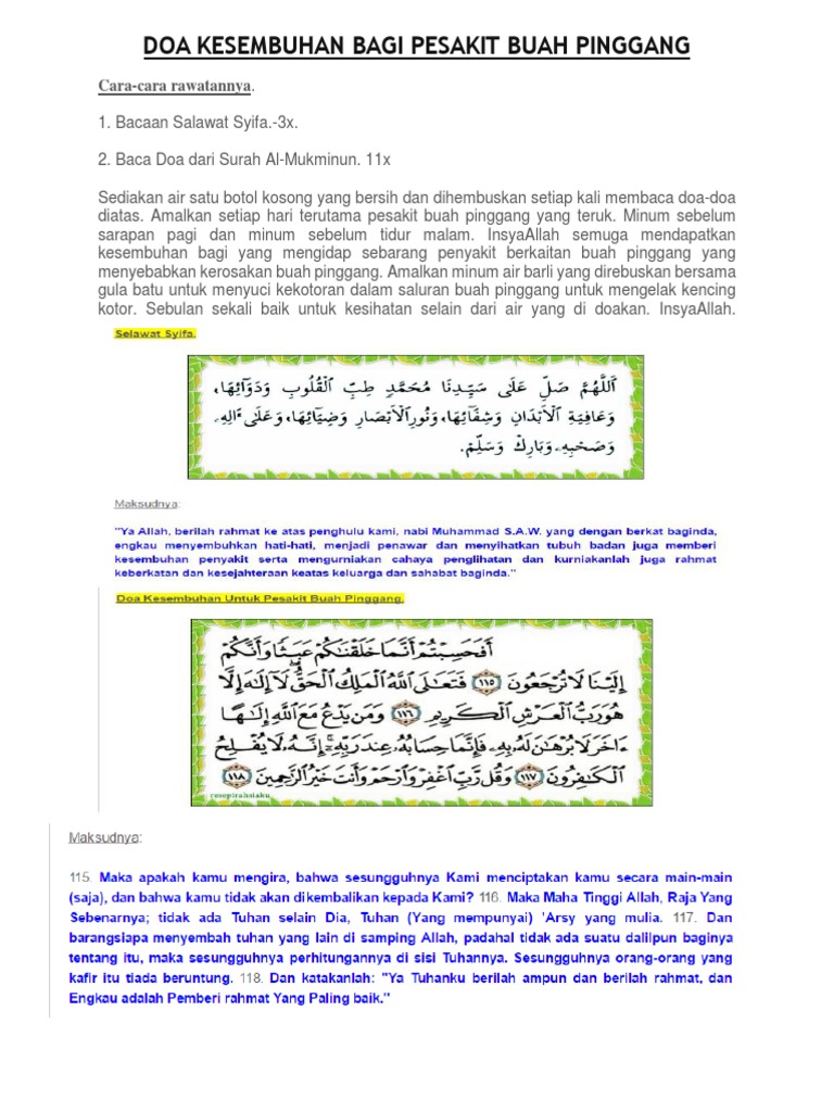 Doa Kesembuhan Bagi Pesakit Buah Pinggang Pdf