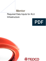 Ultima Mentor Required Data Inputs for ALU Infrastructure
