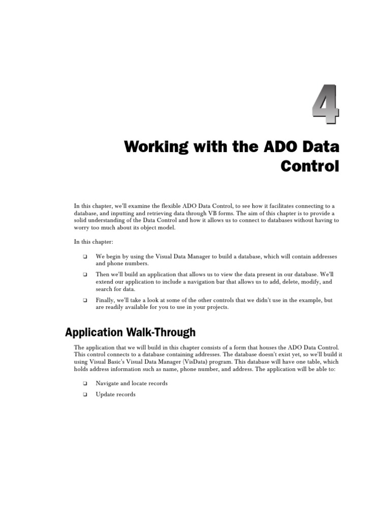 ADO Data Control: Database Management Guide | PDF | Microsoft Sql ...