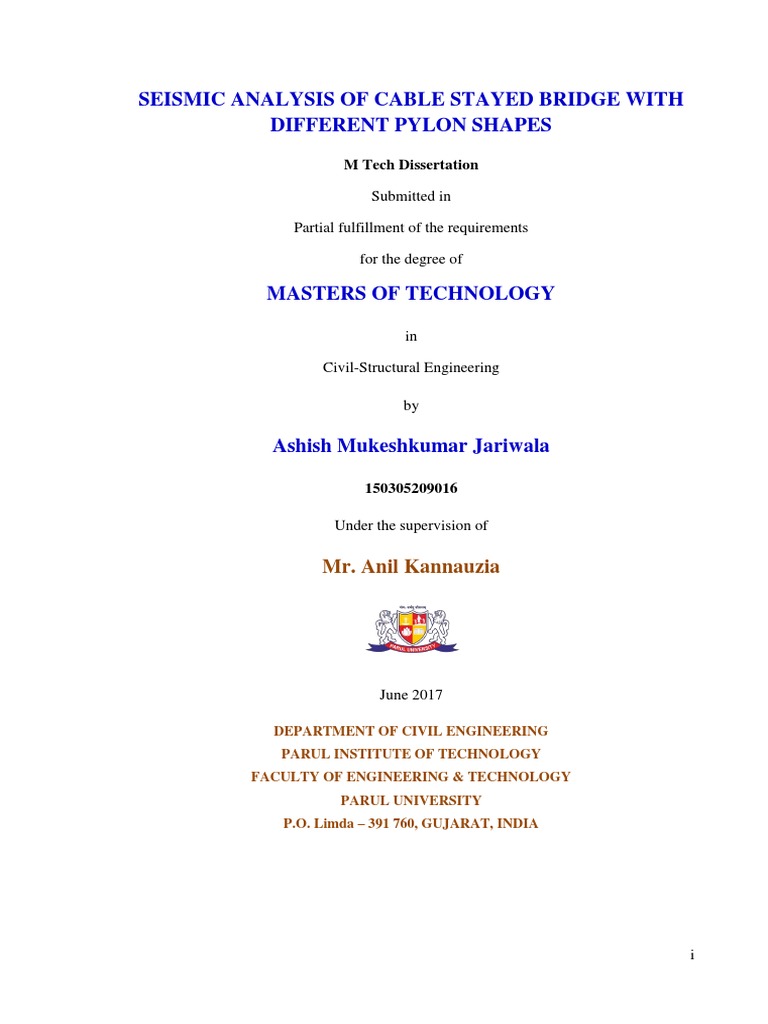 Seismic Analysis of Cable Stayed Bridges | PDF | Thesis | Bridge