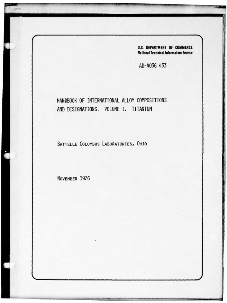 Handbook of International Alloy Compositions and Designations. Volume I