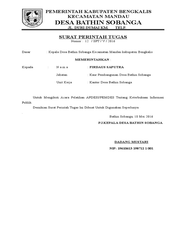 Surat Perintah Tugas Doc