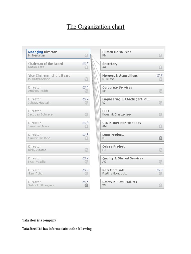 Tata Steel Group Organizational Structure | PDF | Career & Growth ...