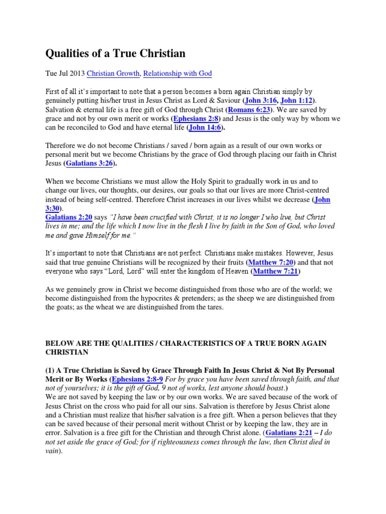 Characteristics of a True Christian | PDF | Repentance | Salvation