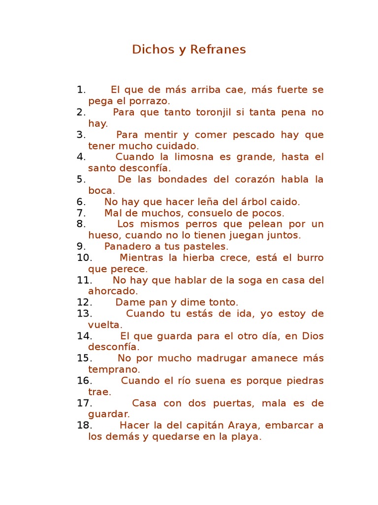 Refranes | PDF | Animales y humanos | Agricultura