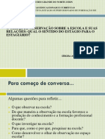 O Olhar de Observao Sobre A Escola e Suas Rela Es