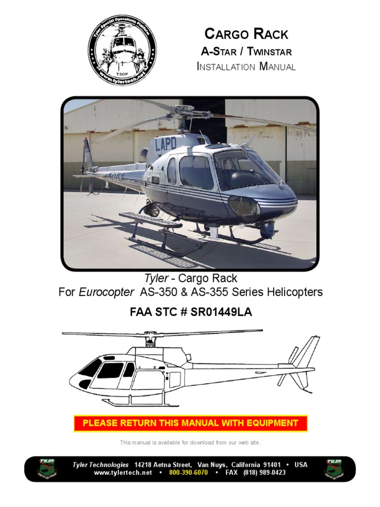 Cargo Rack A-Star / Twinstar InstallatIon Manual For Eurocopter AS-350 ...