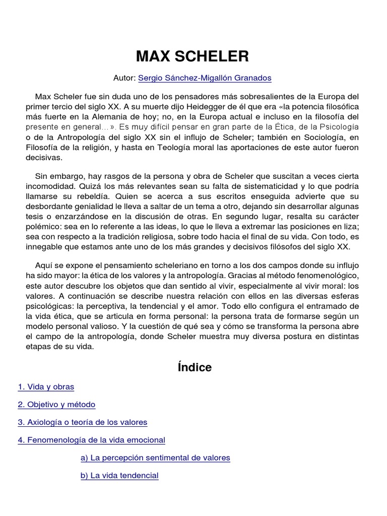 Max Scheler | PDF | Edmund Husserl | Moralidad