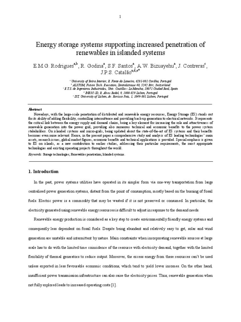 Energy Storage for Renewables in Islands | PDF | Energy Storage | Wind ...