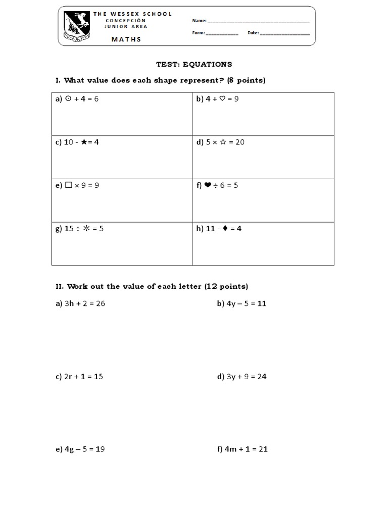 Algebra Symbol and Letter Equations | PDF