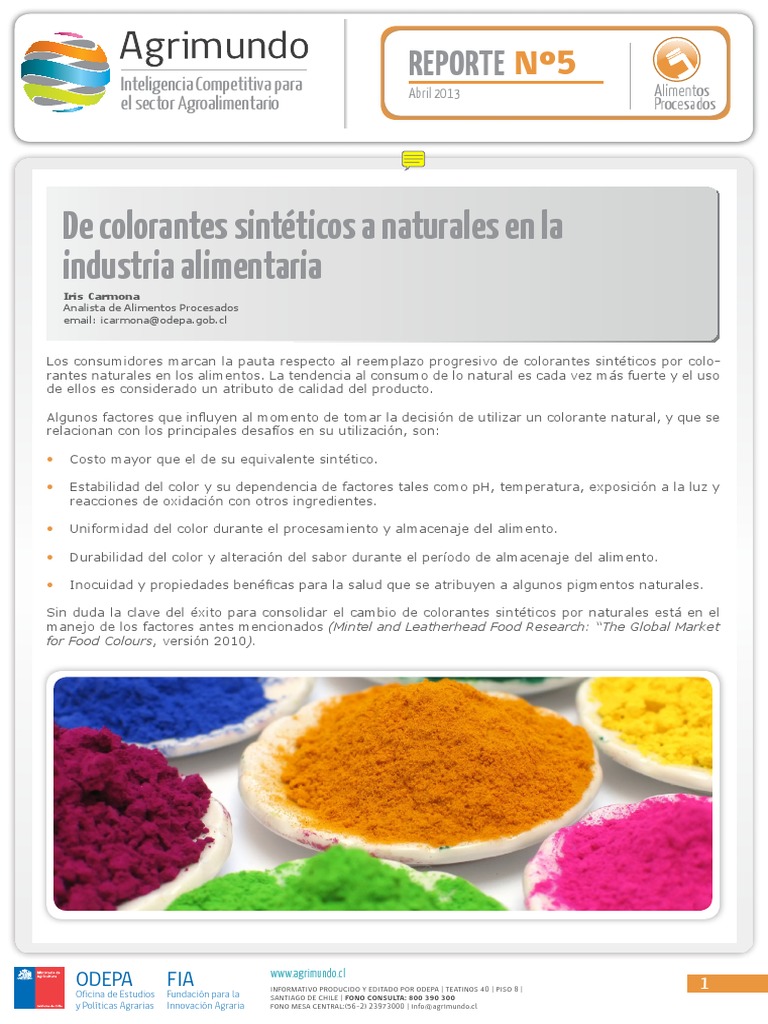 Colorantes Naturales en Alimentos | PDF | Alimentos | Comida y bebida