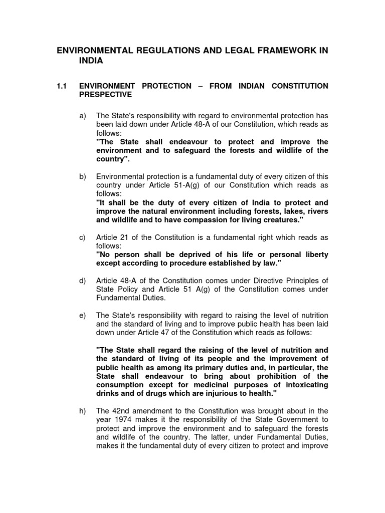 Environmental Laws in India Overview | PDF | Environmental Impact ...