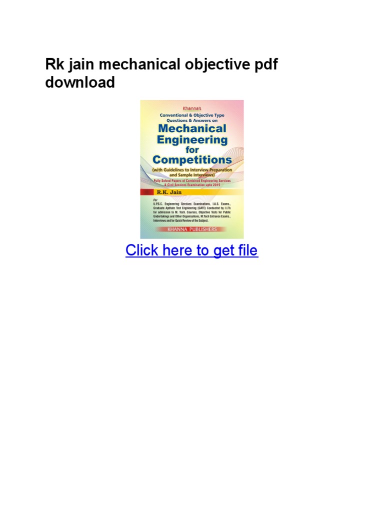RK Jain Mechanical Objective PDF Download PDF Mechanical