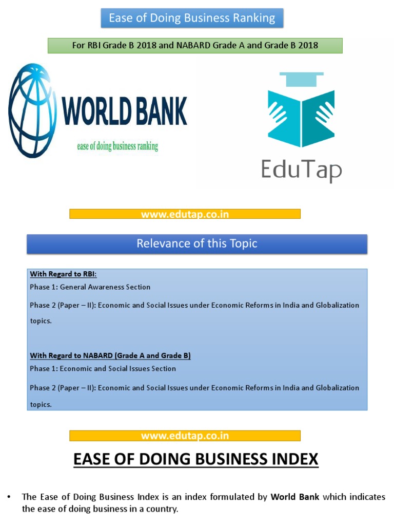 India’s 2018 Ease of Doing Business Ranking | PDF | Economies | Business