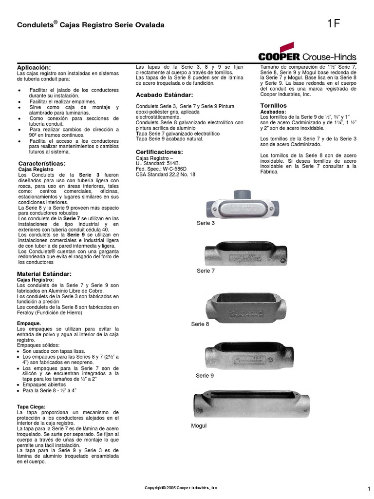 1 1 Condulets S3 S7 S8 S9 | PDF | Aluminio | Tubería (transporte de ...